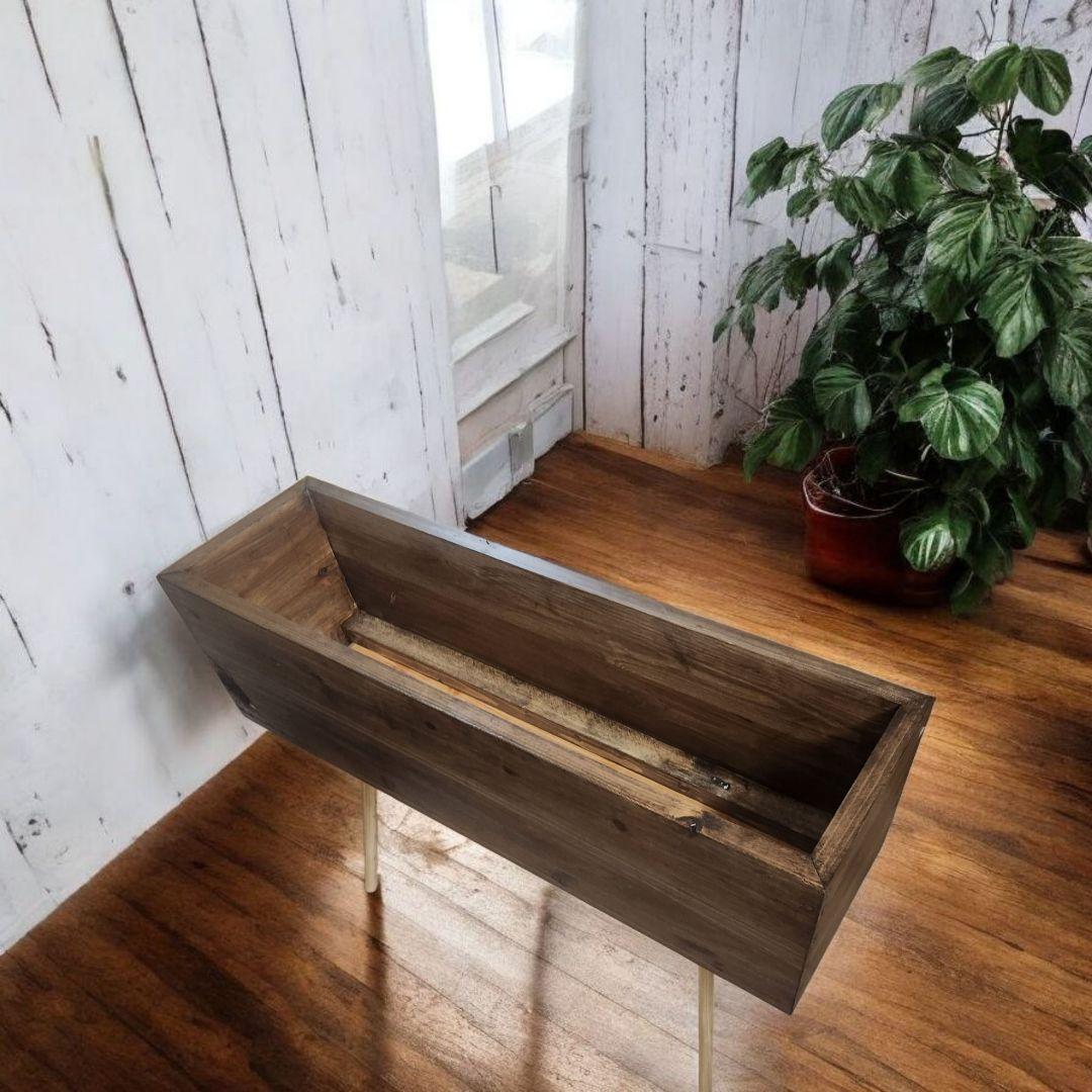 スタイリッシュな/古材風/プランタースタンド/フラワースタンド/ウォルナット