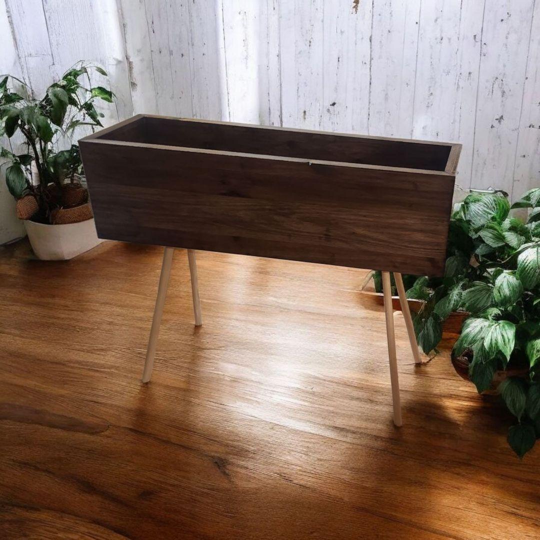 スタイリッシュな/古材風/プランタースタンド/フラワースタンド/ウォルナット