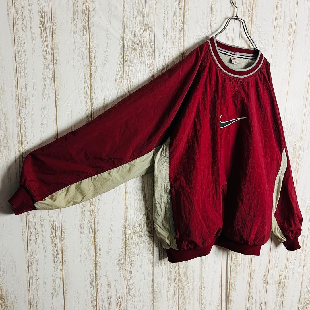 【希少デザイン】ナイキ☆刺繍センタースウッシュロゴスウェット 銀タグ ゆるだぼ