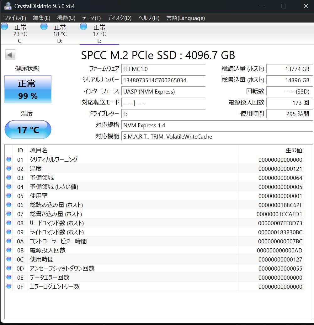 SP 4TB M.2 PCIe4.0 SSD片面実装