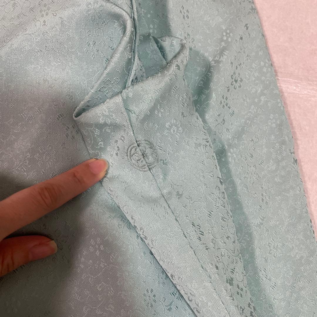 袷　色無地　桜の花びら　一つ紋　身丈171