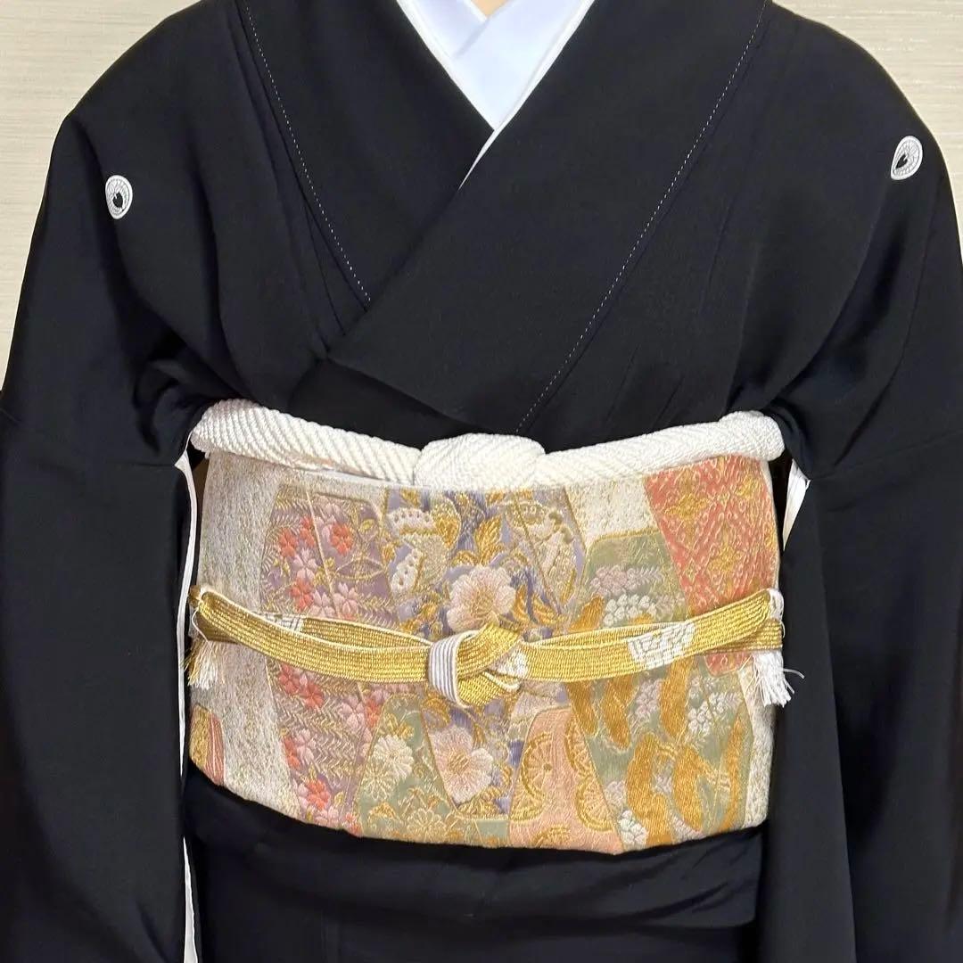 【高島屋誂え】手描き束ね熨斗に宝尽 黒留袖、袋帯、他4点セット★作家物★通紋