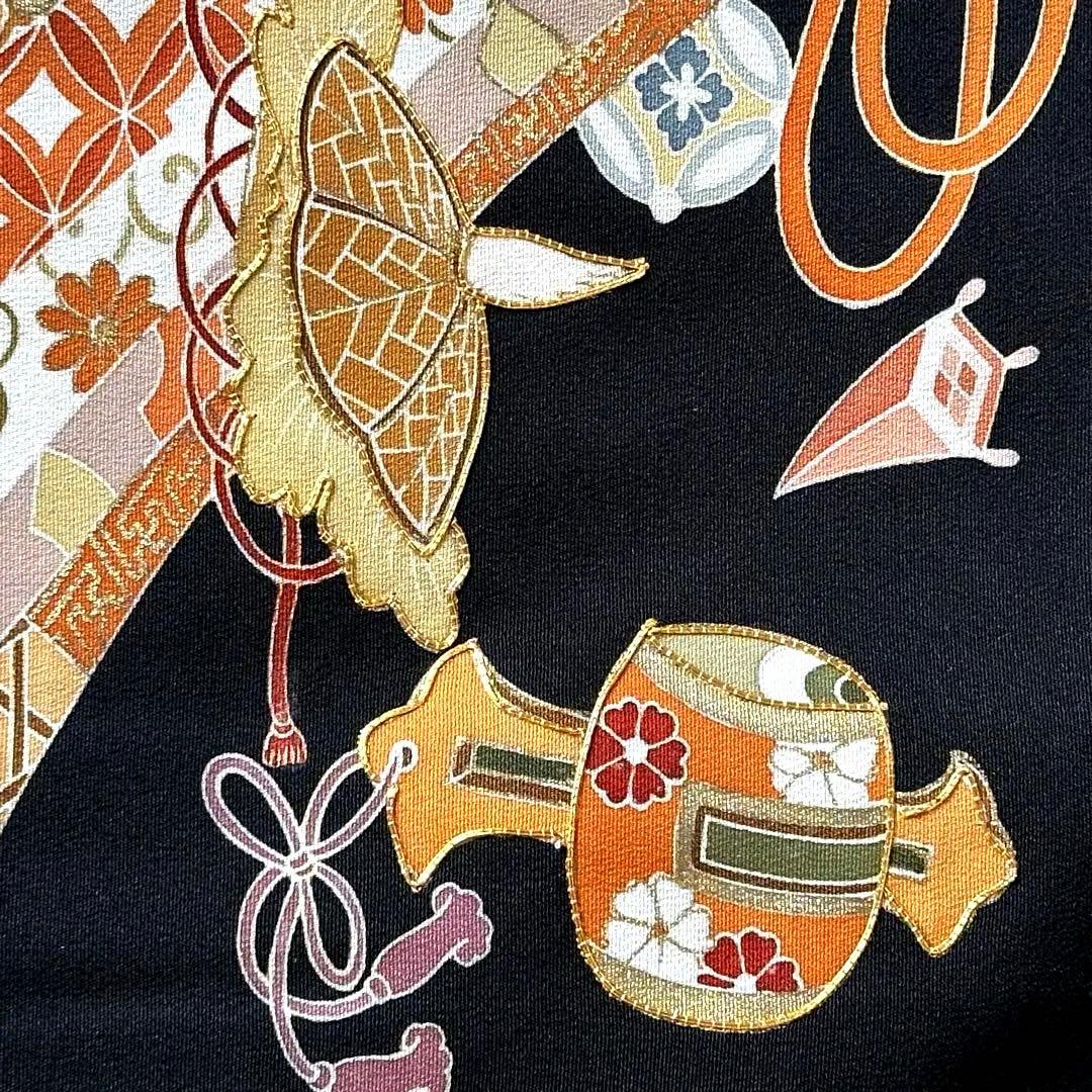 【高島屋誂え】手描き束ね熨斗に宝尽 黒留袖、袋帯、他4点セット★作家物★通紋