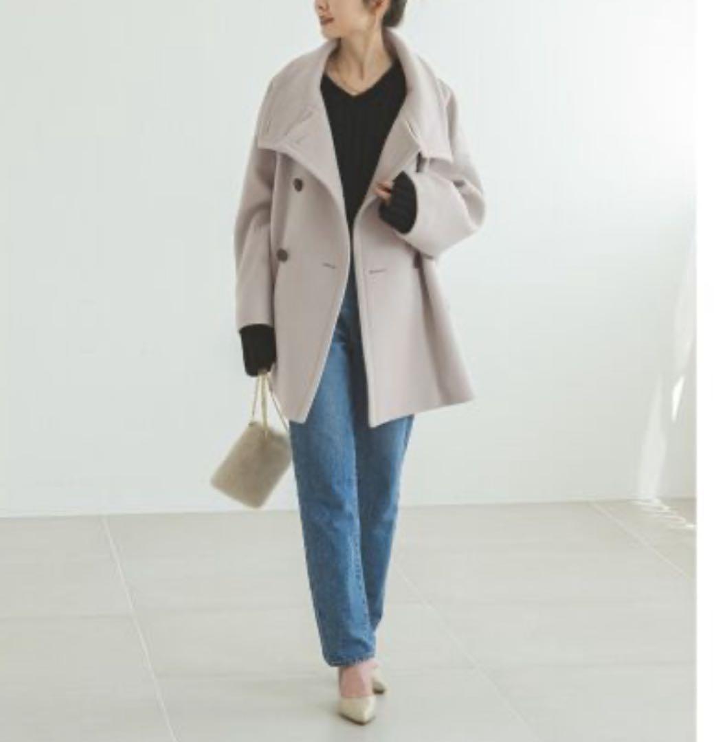 NOBLE スタンドカラーオーバーコート　ベージュ