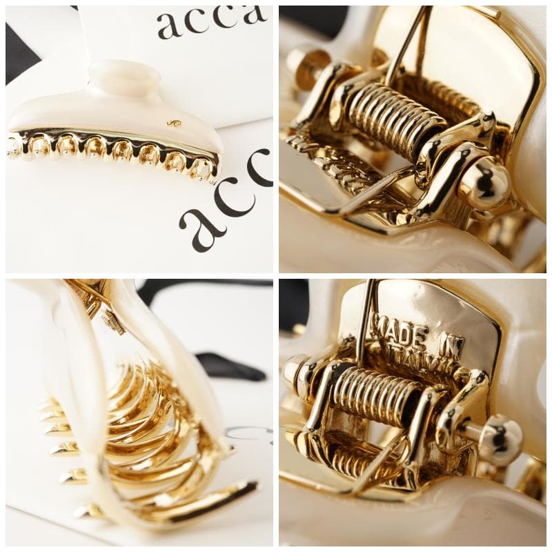 acca アッカ ヘアヘアクリップ ラージ 大 パールホワイトベージュ＆ゴールド