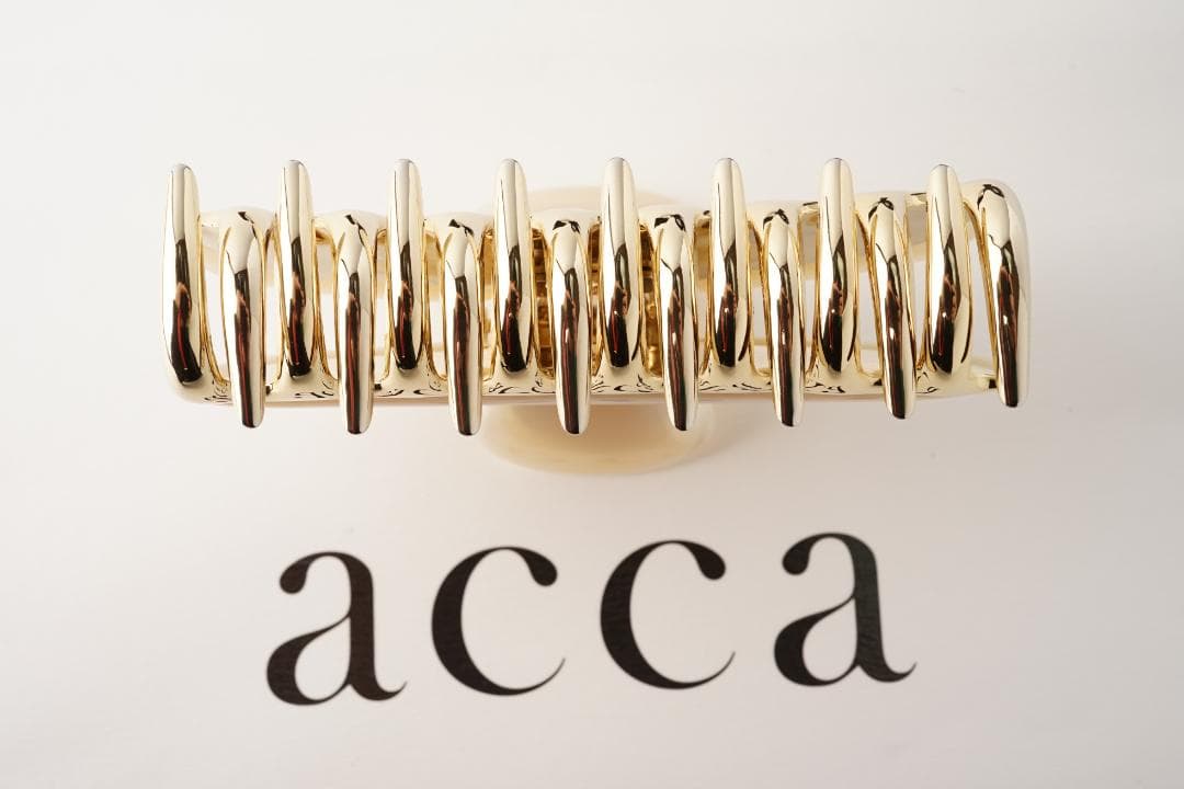 acca アッカ ヘアヘアクリップ ラージ 大 パールホワイトベージュ＆ゴールド