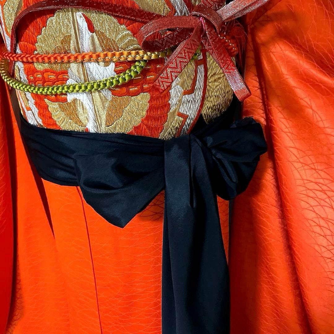 振袖フルセット　紋意匠友禅　艶のある朱色　成人式振袖　振袖