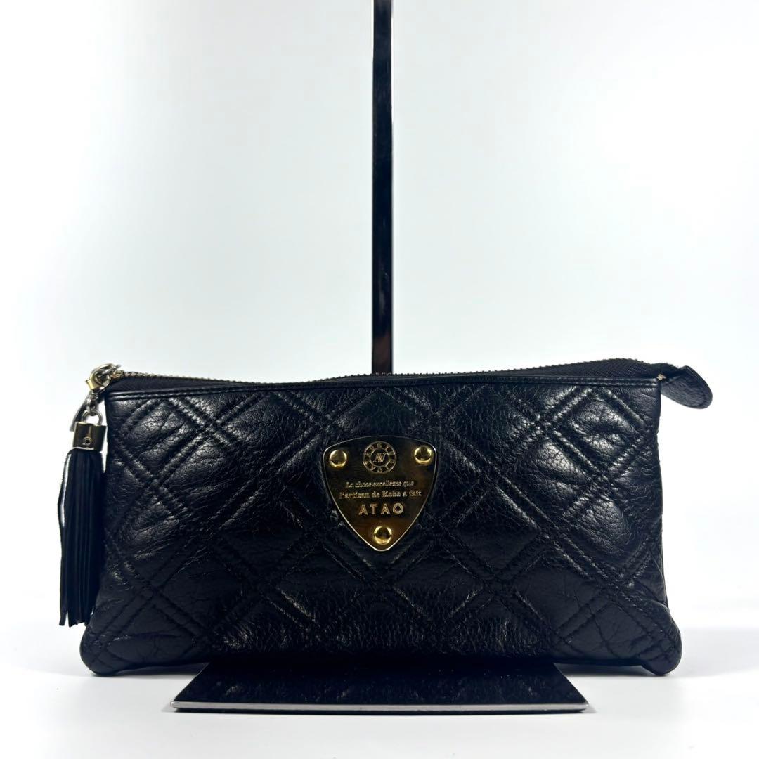 ✨希少 美品✨アタオ ショルダーバッグ ブーブー キルティング レザー ブラック