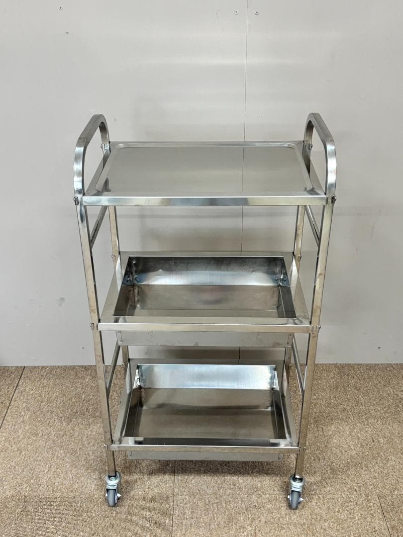 ステンレスワゴン / キャスター付き / ステンレスワゴン３段 / 棚