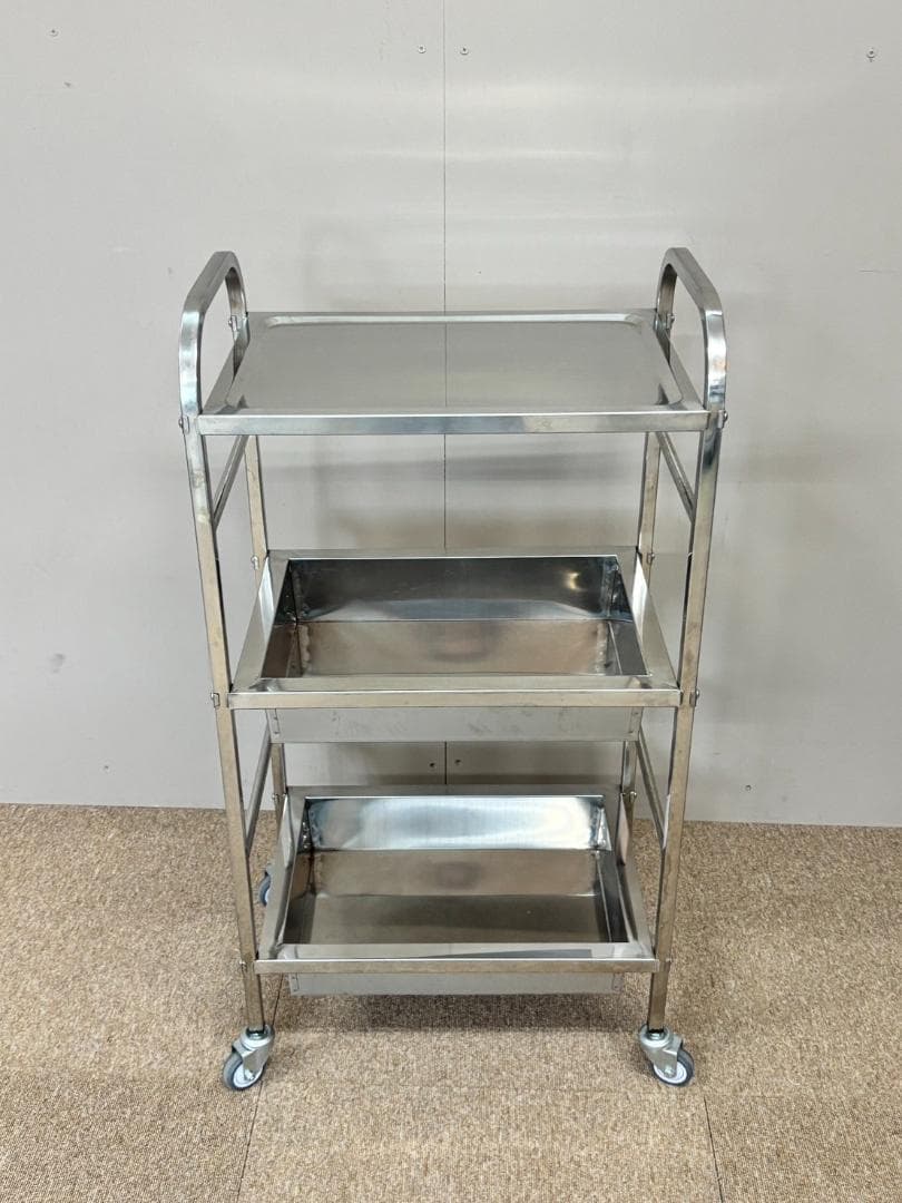 ステンレスワゴン / キャスター付き / ステンレスワゴン３段 / 棚