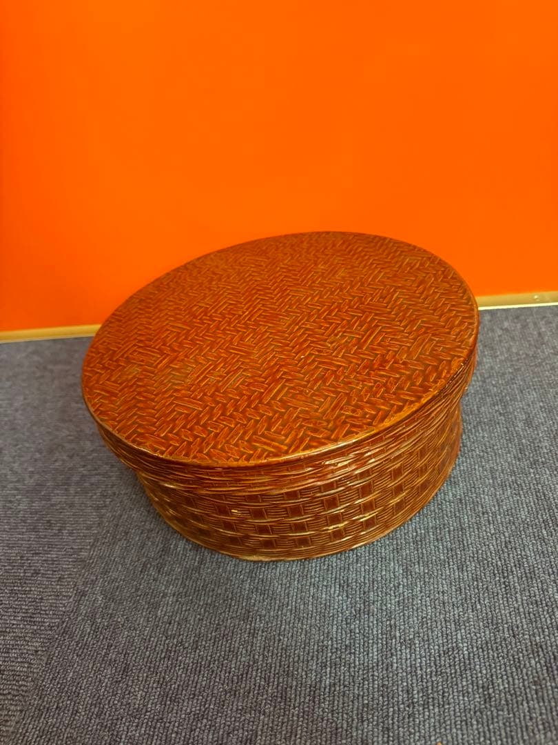 1684備前焼？　蓮に蟹細工　茶器セット　湯呑1客　湯冷し1客　湯呑5客　茶櫃付