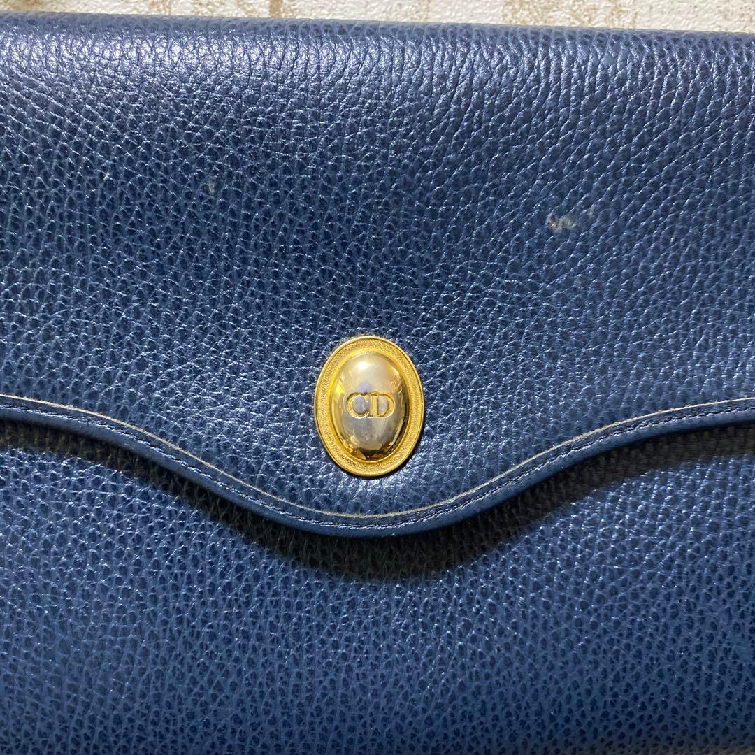 Christian Dior レザーバッグ ネイビー CDロゴ
