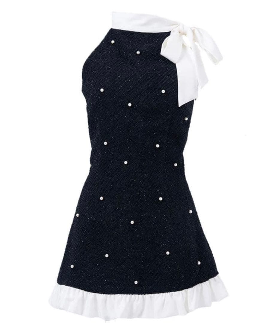 ベリアミミ　ツイード　パール　ミニワンピース