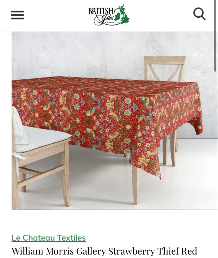 ウィリアムモリス　撥水加工テーブルクロス　140×210cm