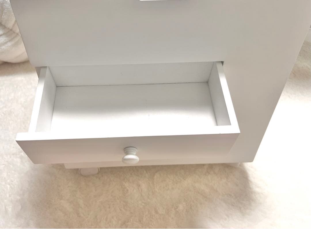 ドレッサーワゴン キャスター付きコスメワゴン　ホワイト　メイク道具収納　大容量