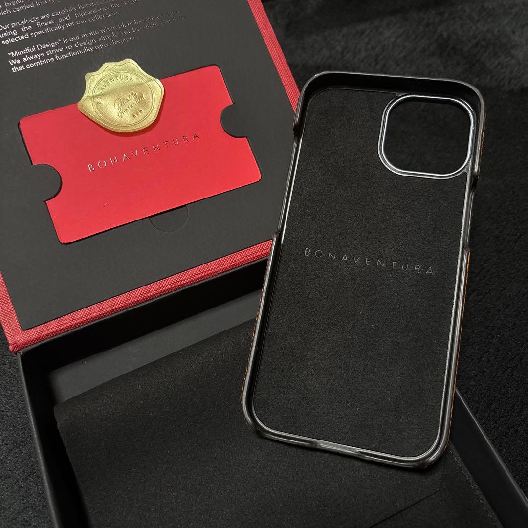 【新品化粧箱付】BONAVENTURA オレンジレザー iPhone15用ケース