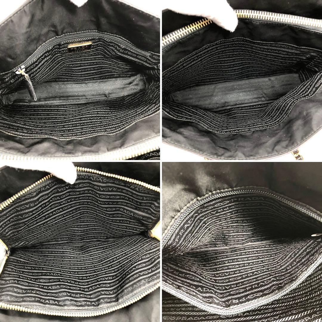 ✨美品・ギャランティ付✨プラダ チェーンショルダーバッグ ロゴ型押し 切り替え