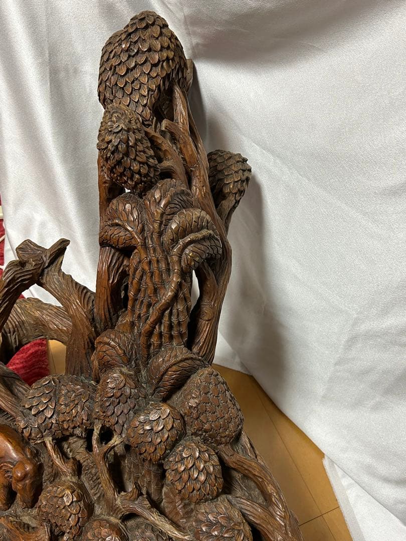 木一本一刀彫り特別注文アンティークオブジェ（象）迫力の逸品