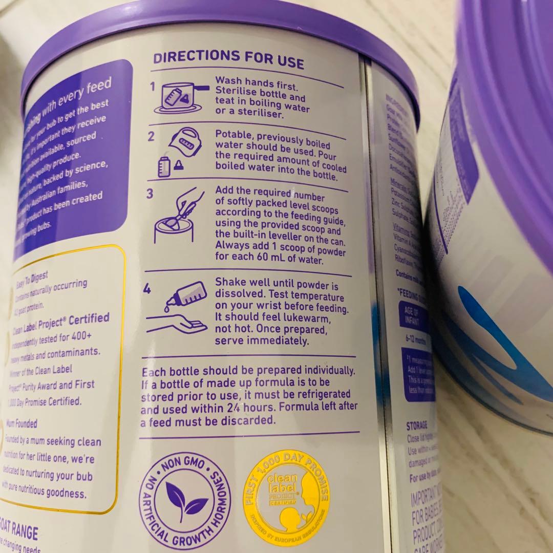 【New缶】bubsバブズやぎ山羊A2粉ミルクステップ2(6〜12ヶ月)3缶