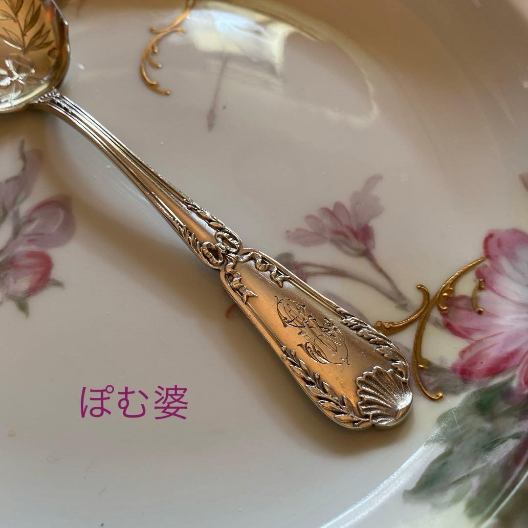 【ピュイフォルカ】純銀／アイスクリームスプーン／ポンパドール※彫有り２＋無し１