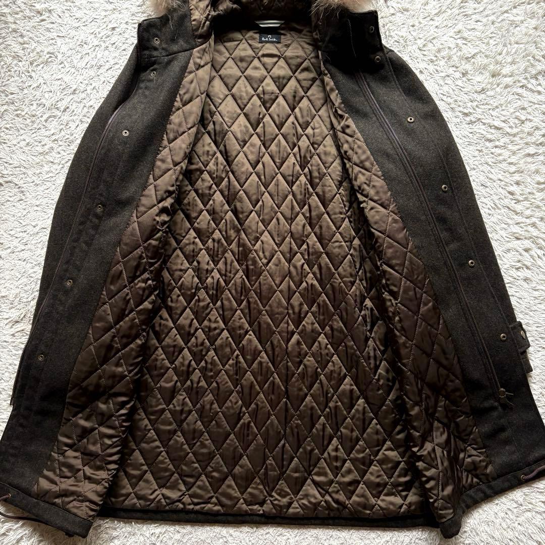 ★カシミヤ混 XLサイズ★ ポールスミス モッズコート ラクーンファー取り外し可