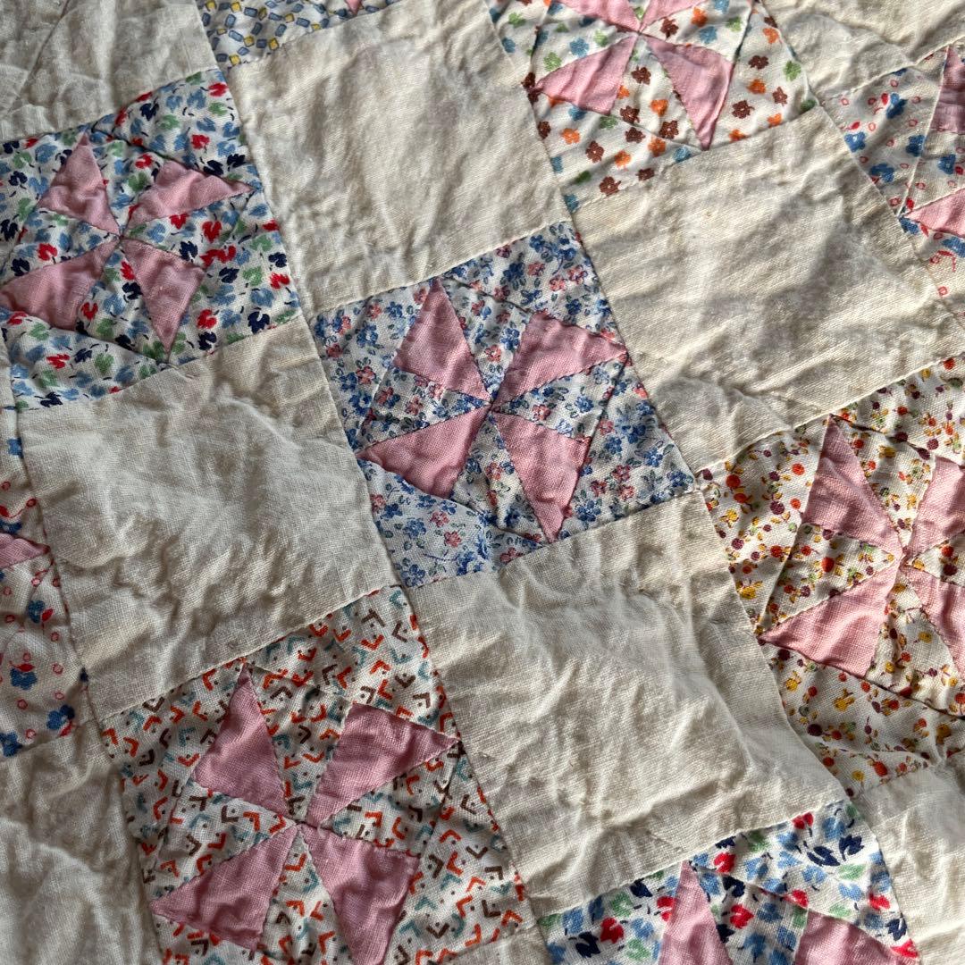 アンティークキルト ピンウィール 風車 ドールキルト ミニキルト