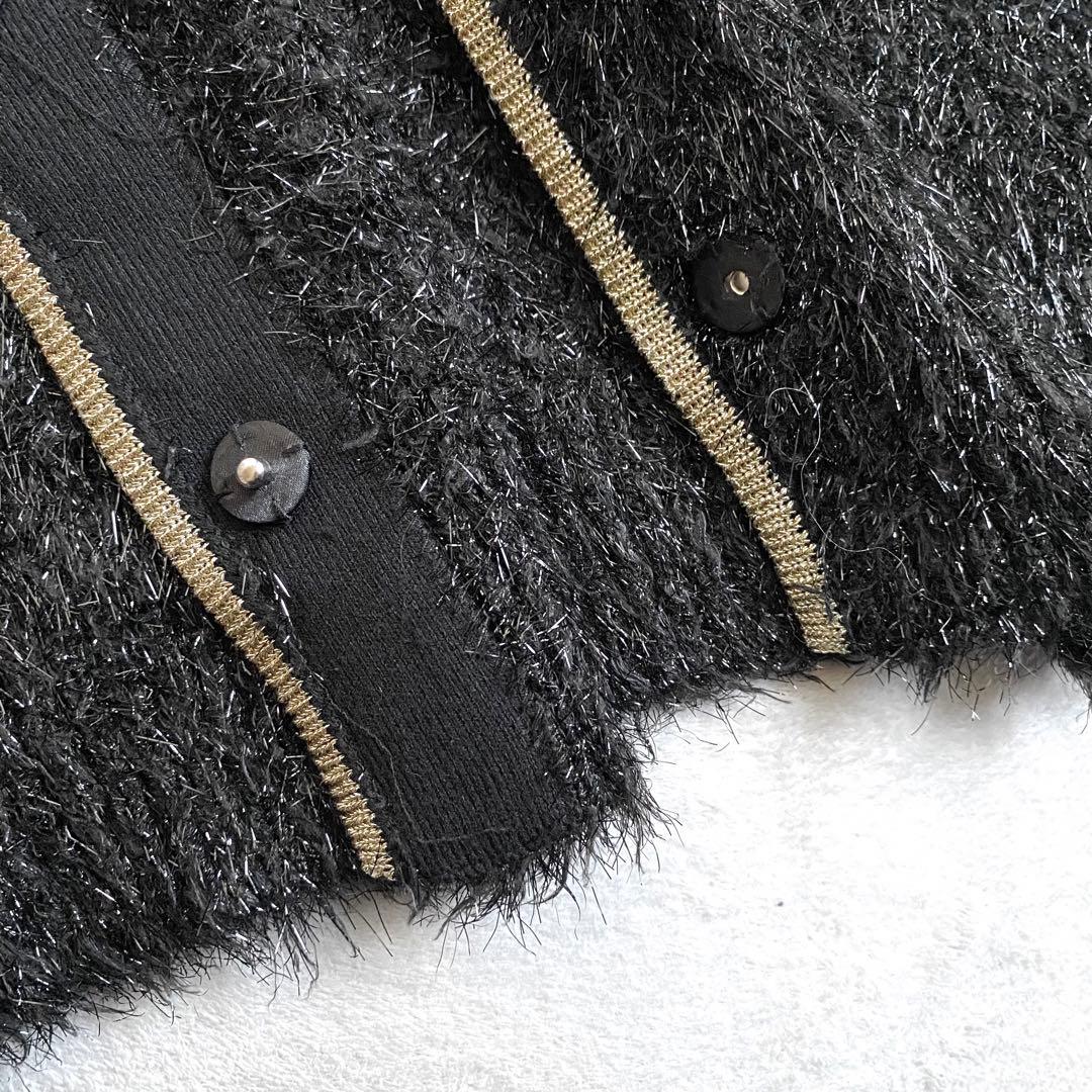 【ほぼ未使用✨】allureville シャイニーフェザーカーディガン　黒