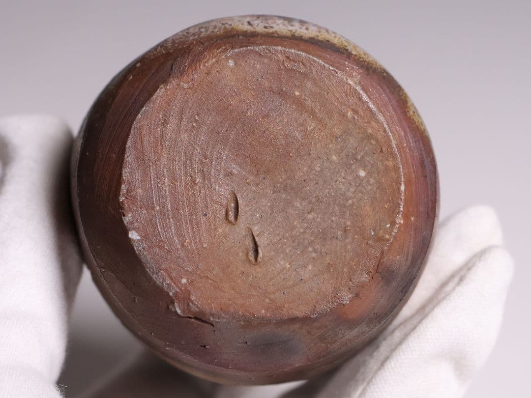 茶道具 伊勢崎満 備前焼 肩衝茶入 仕覆(2点) 共箱 陶歴 陶芸【CM340】