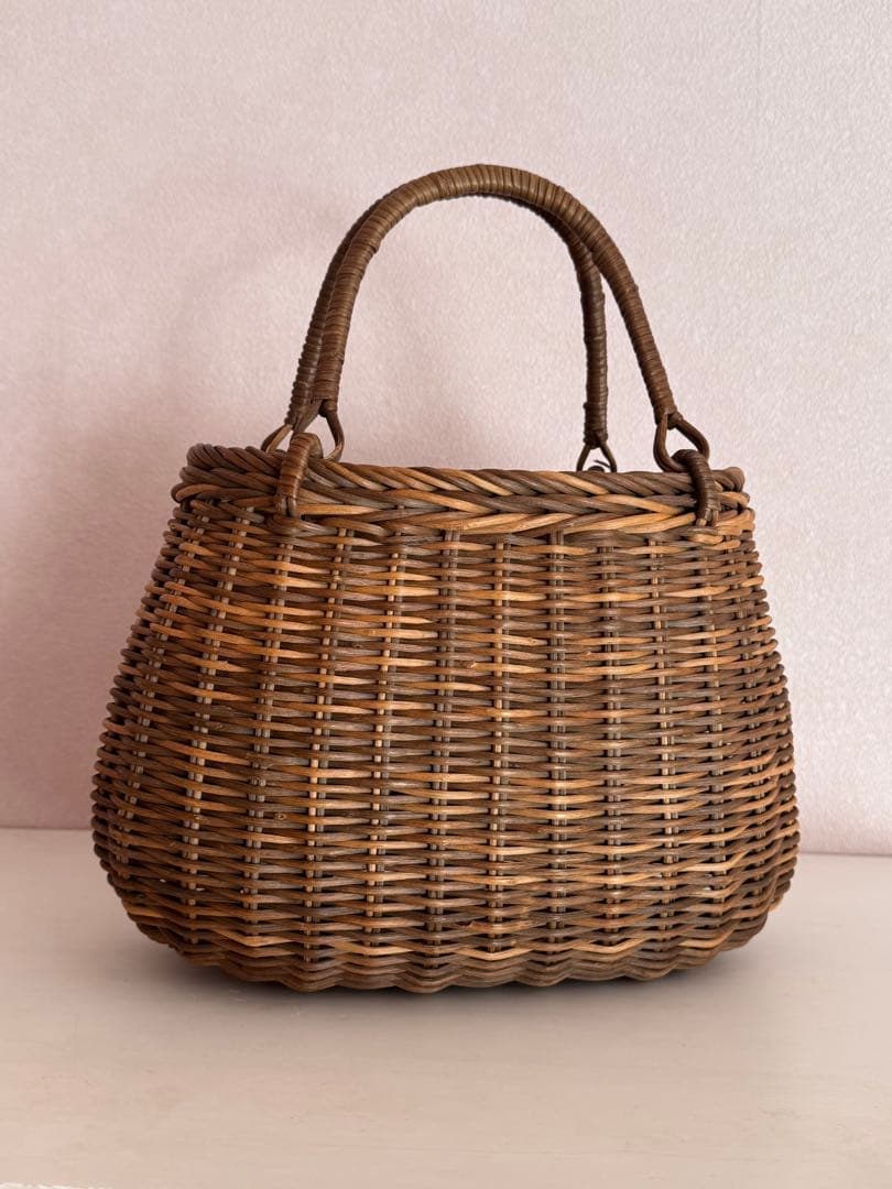 【アケビ製】丸型かごバッグ ブラウン