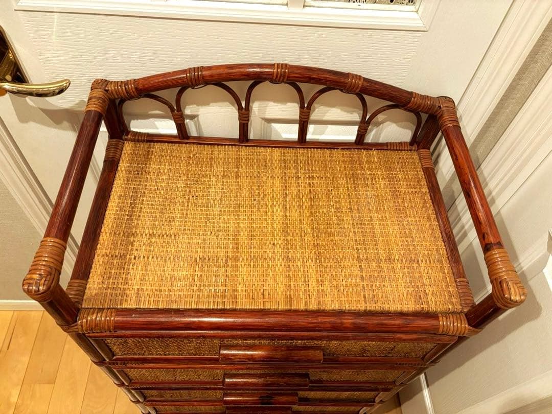 籐　ラタン　収納　引き出し　収納家具　5段　アンティーク　レトロ
