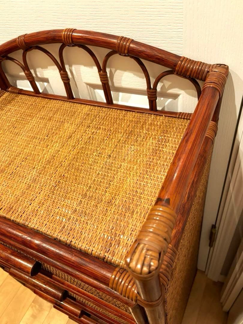 籐　ラタン　収納　引き出し　収納家具　5段　アンティーク　レトロ