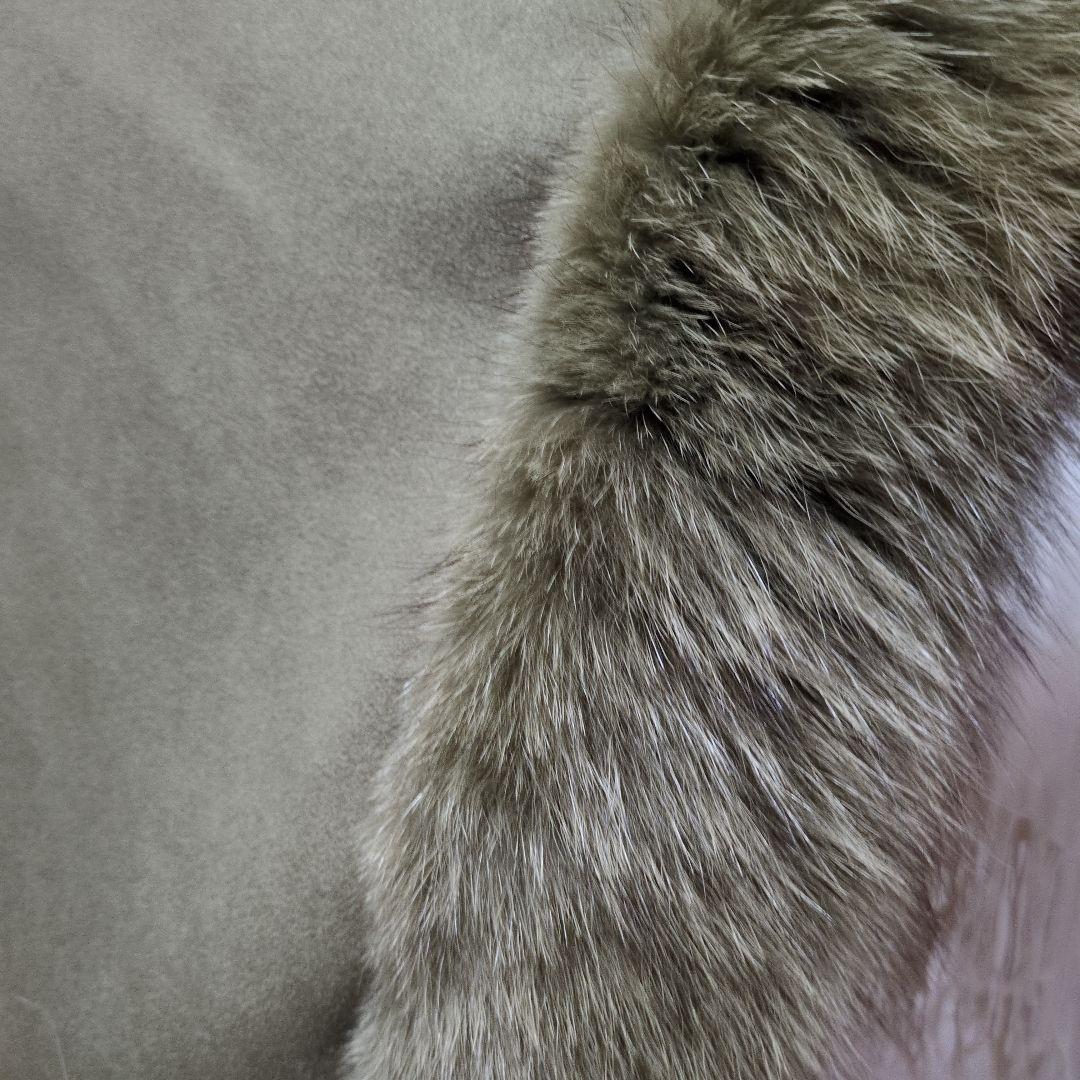 オリーブグリーン ケープコート ファー付き