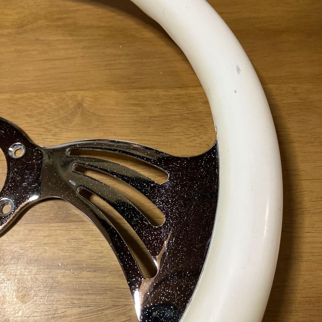 ホワイト ステアリングホイール 6穴