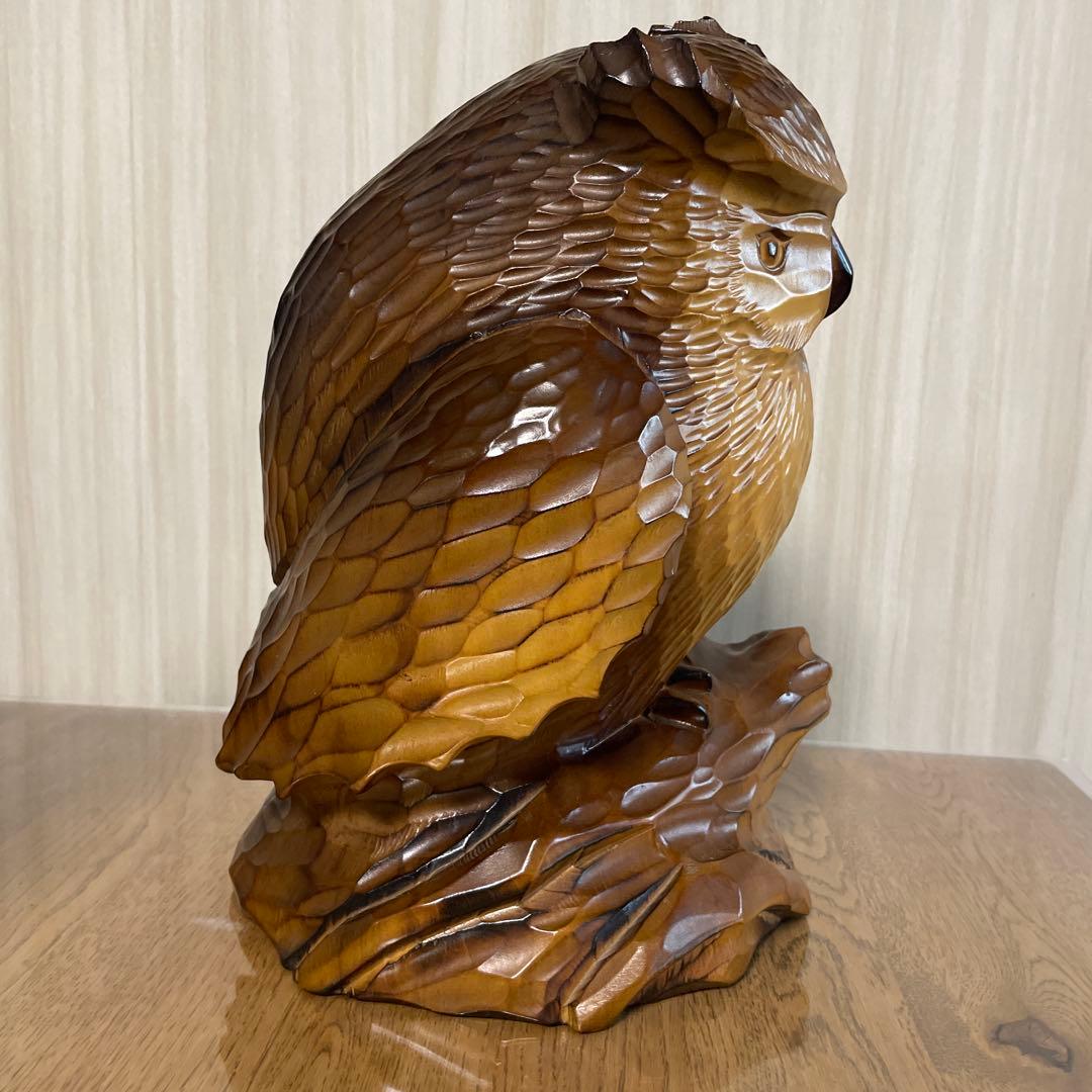 木製フクロウの置物 約33cm