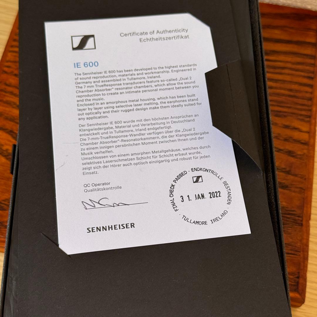 美品　SENNHEISER ゼンハイザー IE600