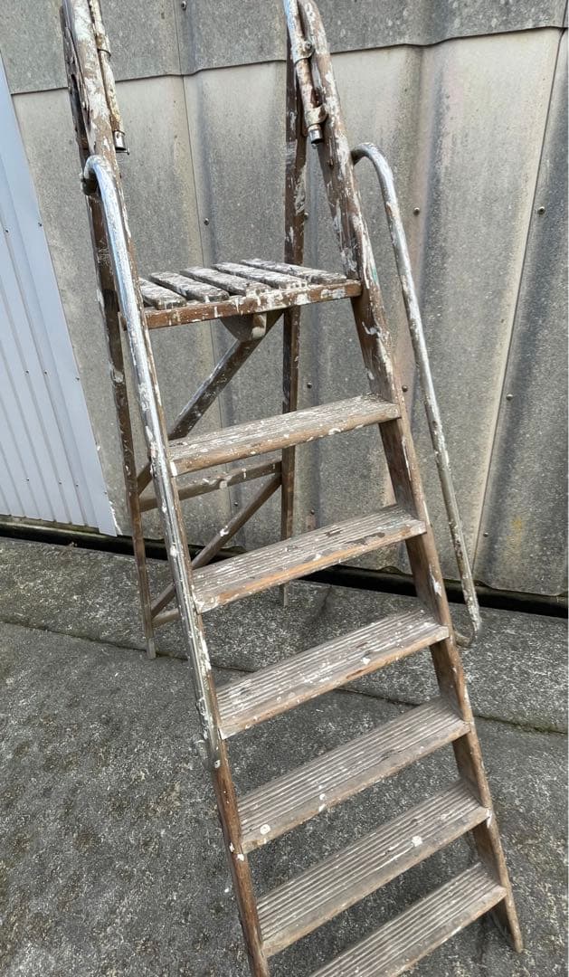 ビンテージ/イギリス/英国製/木製/大型/ラダー/脚立/ディスプレイ/店舗什器③