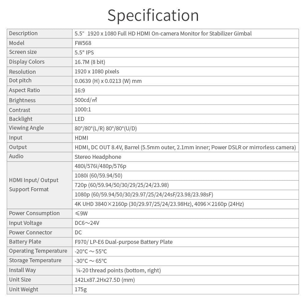 超薄型 5.5インチフルHD カメラ用モニター