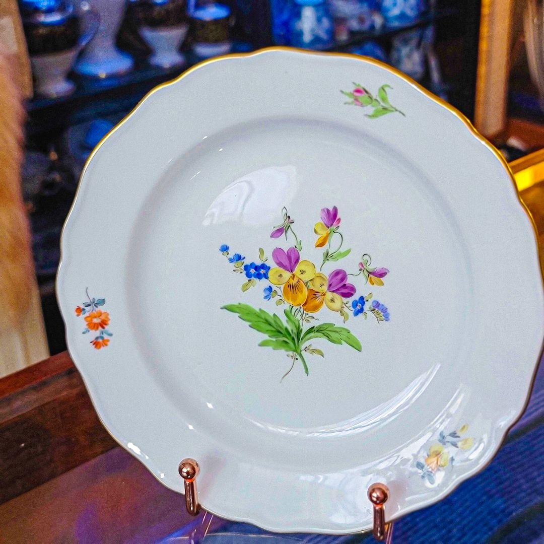 マイセン 花絵 デザートプレート 単品 金彩