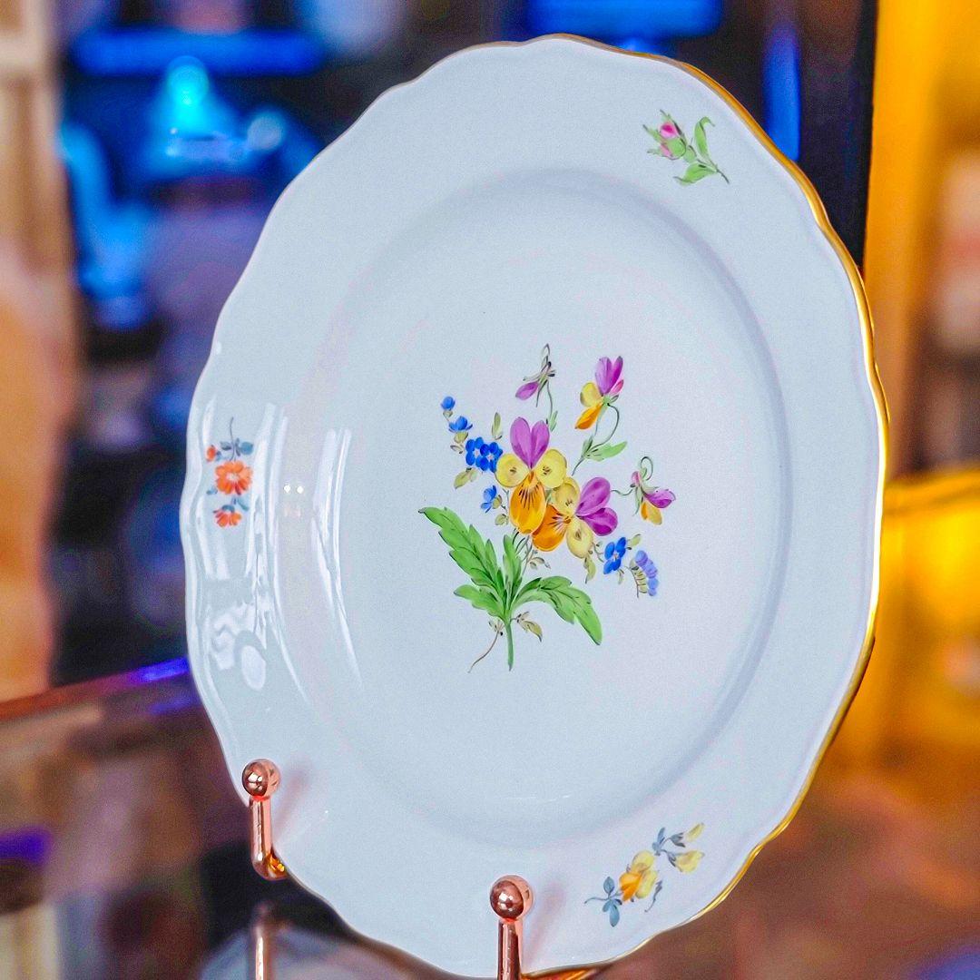 マイセン 花絵 デザートプレート 単品 金彩