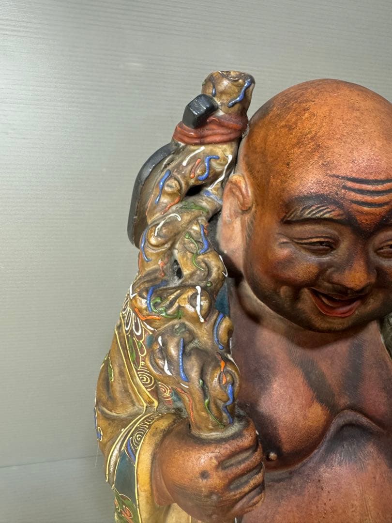 2593 九谷焼　布袋様　置物　陶芸　七福神　縁起物　時代物