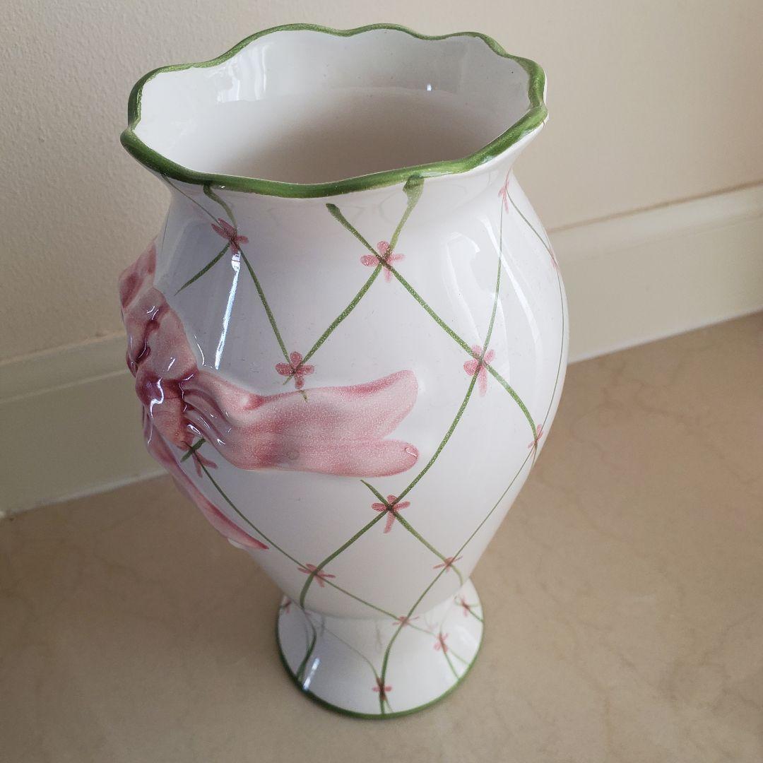 花瓶・フラワースタンド vintage * Portugal ribbon flower vase