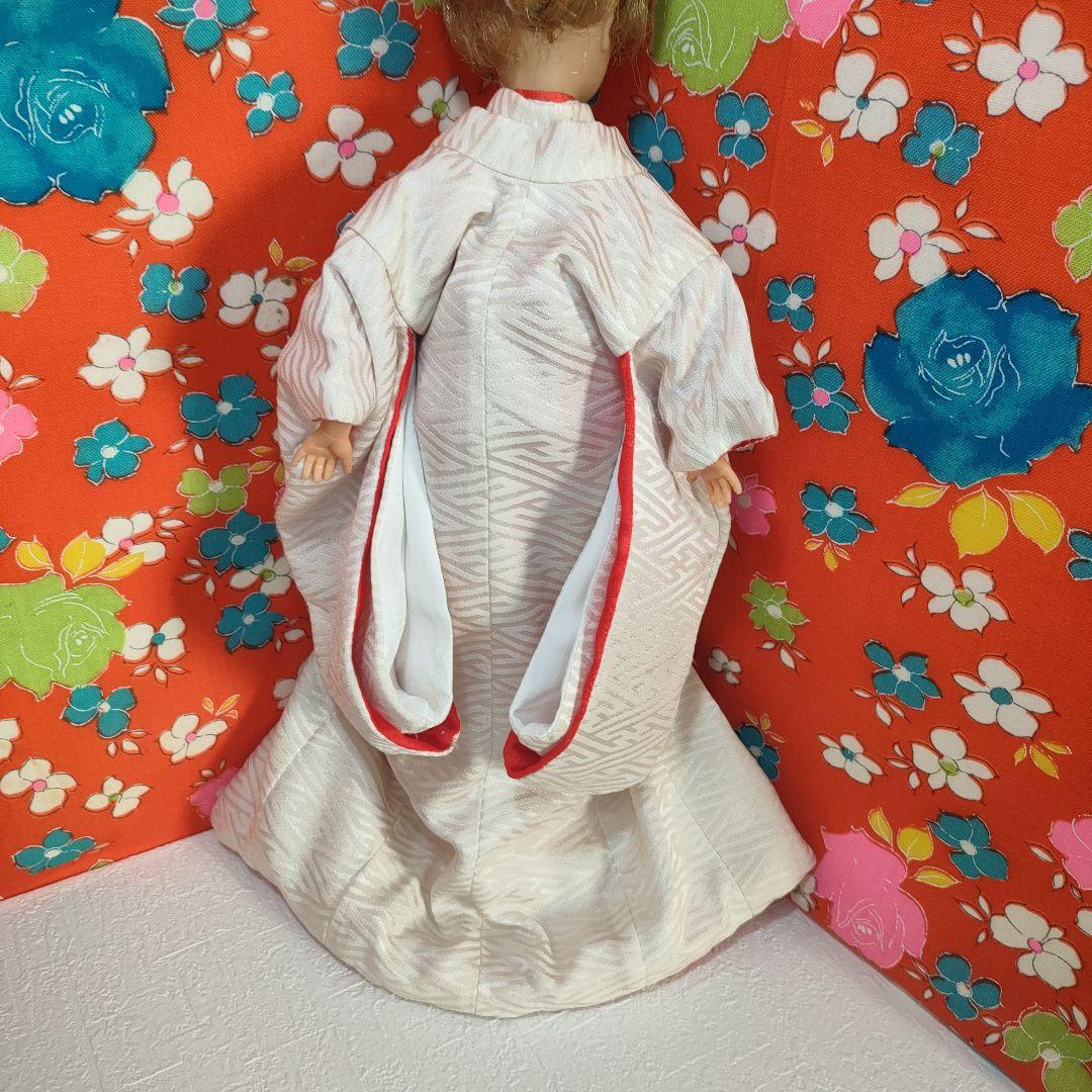 タミーちゃんサイズ　ハンドメイド　花嫁衣装セット　色打掛　オレンジ鶴