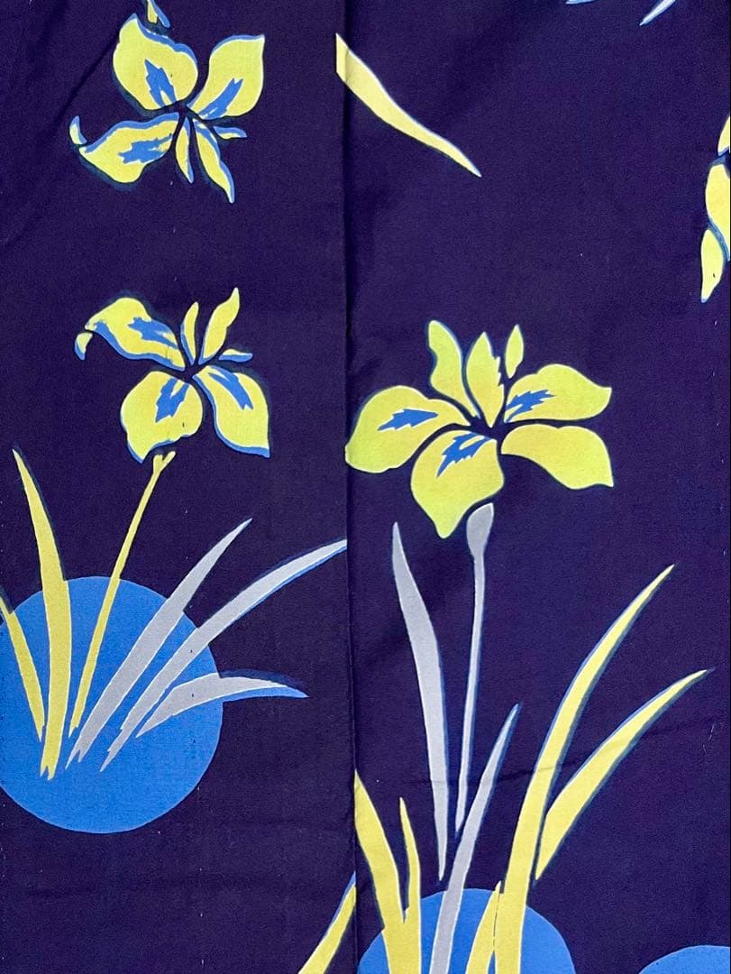 浴衣 竺仙 紺 菖蒲 日本製 綿