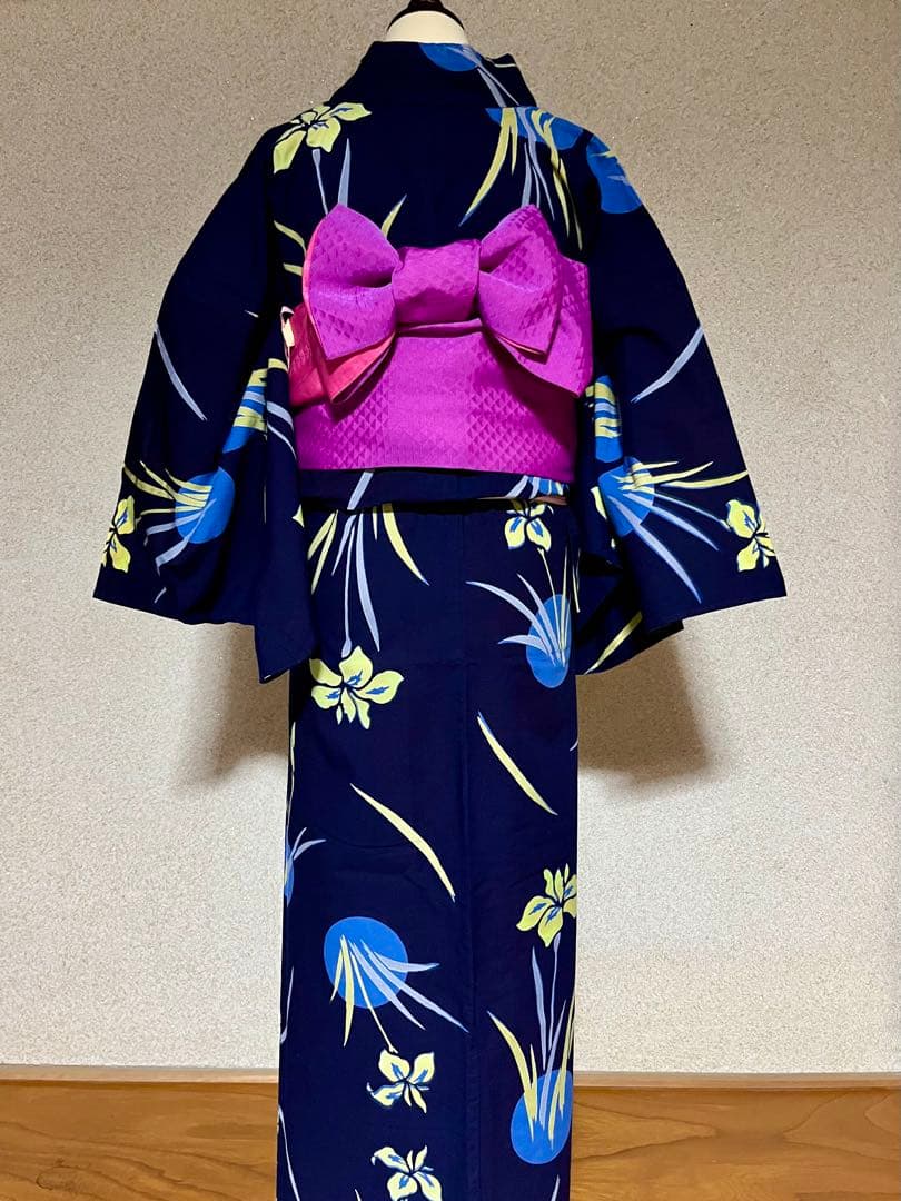 浴衣 竺仙 紺 菖蒲 日本製 綿