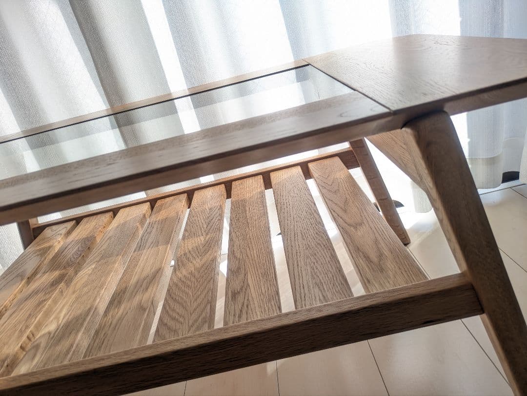 【美品】keyuca ケユカ マライカガラステーブル ローテーブル ナチュラル