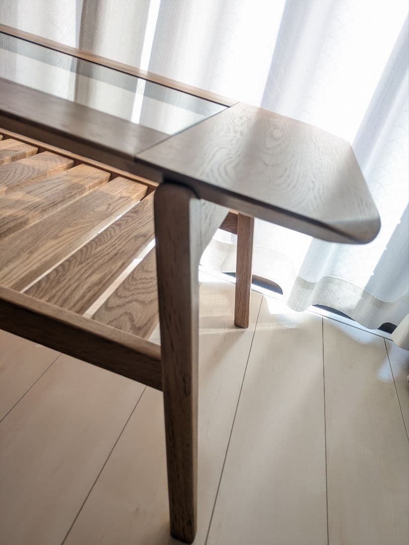 【美品】keyuca ケユカ マライカガラステーブル ローテーブル ナチュラル