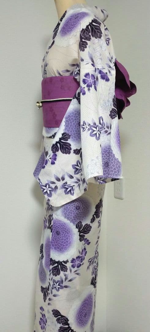 【No.118】綿絽の花柄　浴衣　中古美品