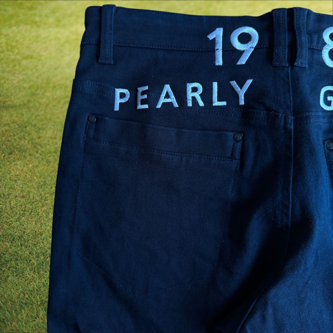 パーリーゲイツ　パンツ　M〜L相当　紺　濃紺　ネイビー　コットン素材　生地厚