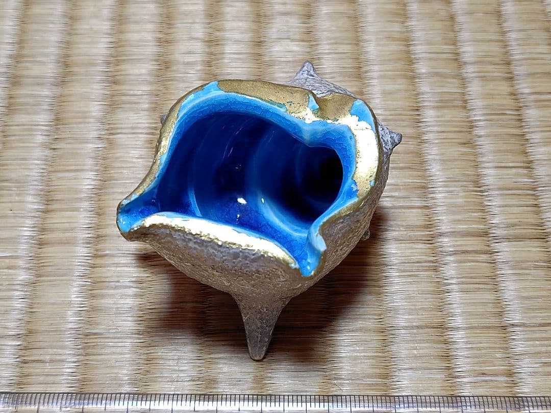 真葛香斎 銀叩サザエ 蓋置 共箱 茶道具