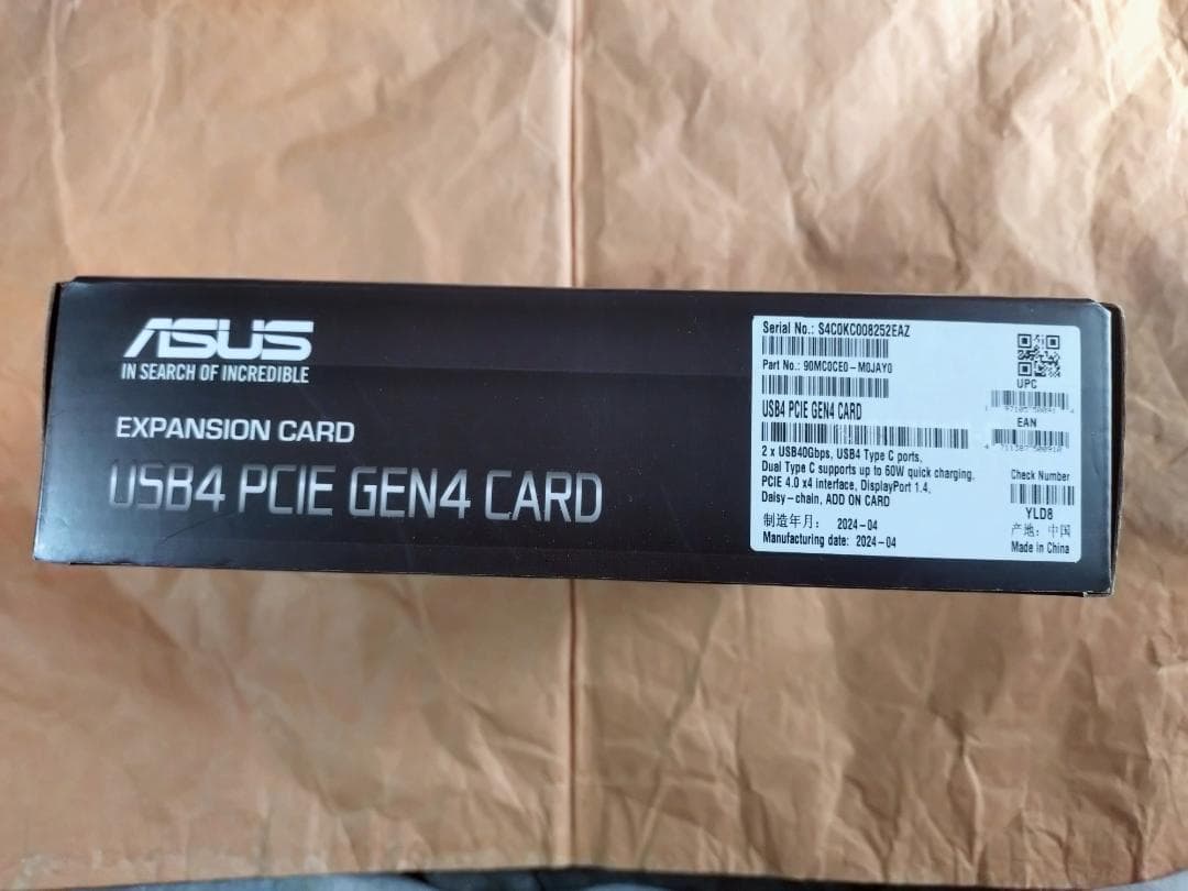 拡張カード ASUS USB4 PCIe Gen4 Card